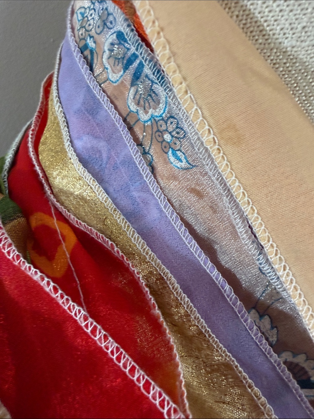 Silk Scarf Made in India from Silk Sari Fabric Multi-Color Women's Scarf - Picture 7 of 9